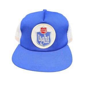 Vintage Lone Star Light Beer Trucker Hat Blue White Mesh Snapback Patch Cap